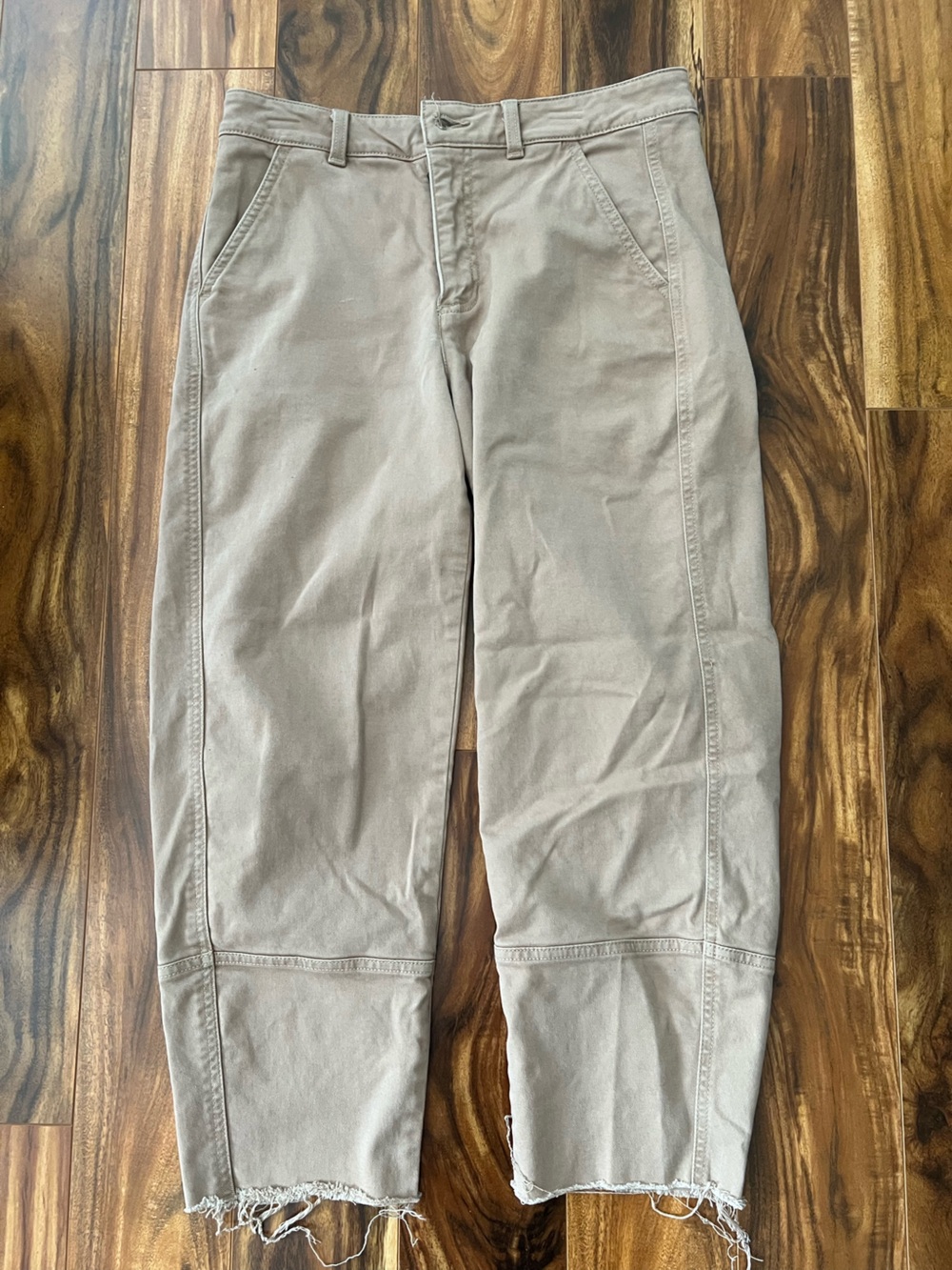 Alpine design barrel leg cut off jeans